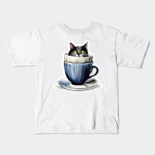 Kitten in a cup #006 Kids T-Shirt